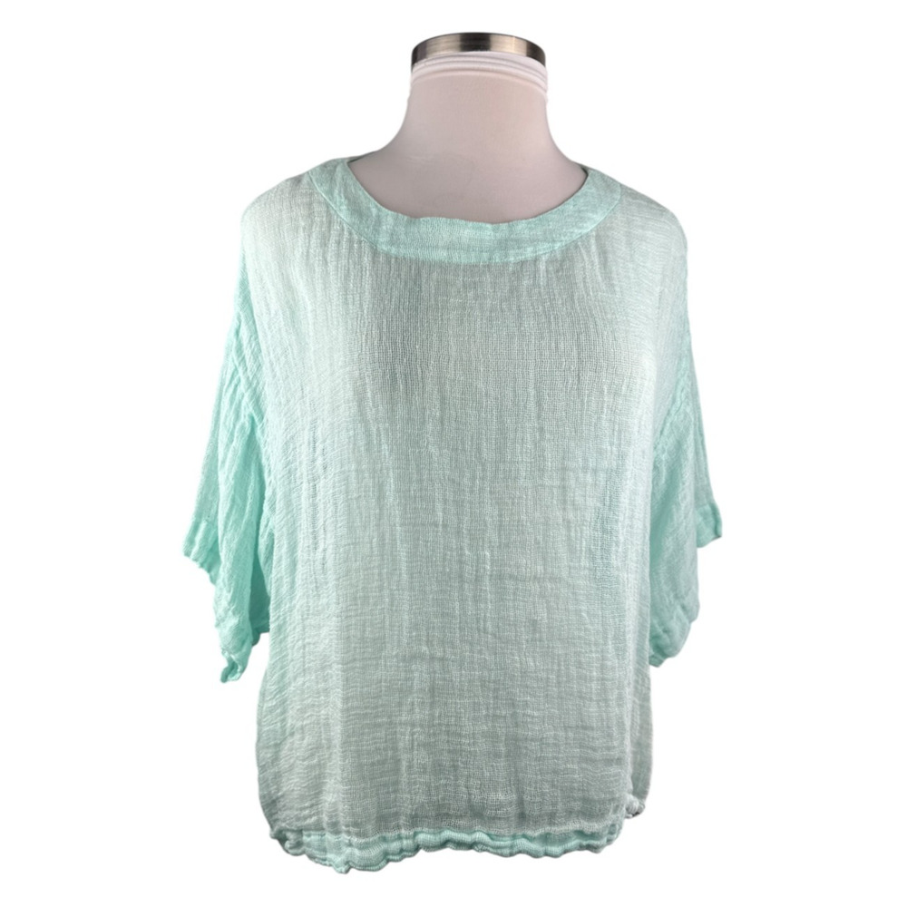 ✨2/$20 J. Jill Linen Mint Green Open Sheer Top Lagenlook Beachy Plus Size 1X - Picture 10 of 14